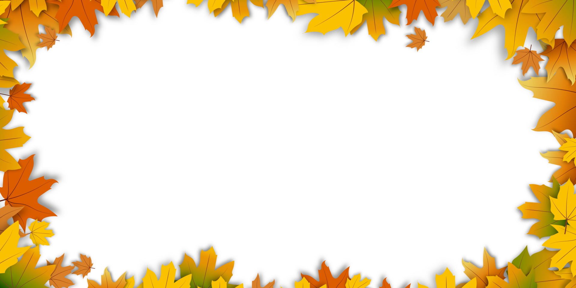 Autumn background with colourful frame of maple leaves, orange,yellow,red.Beautiful fall foliage decorative border with copy space for text,Autumnal Banner for Thanksgiving png
