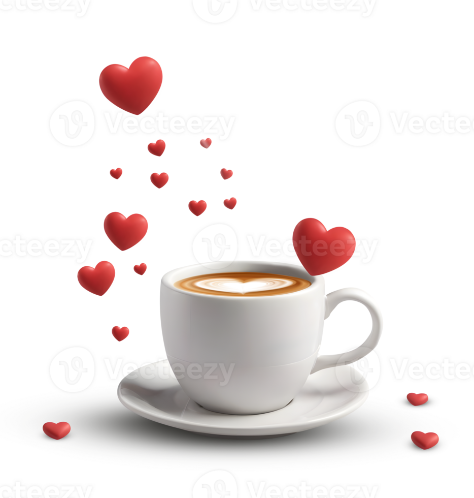 AI generated 3D Rendering Coffee Cup With Red Hearts png