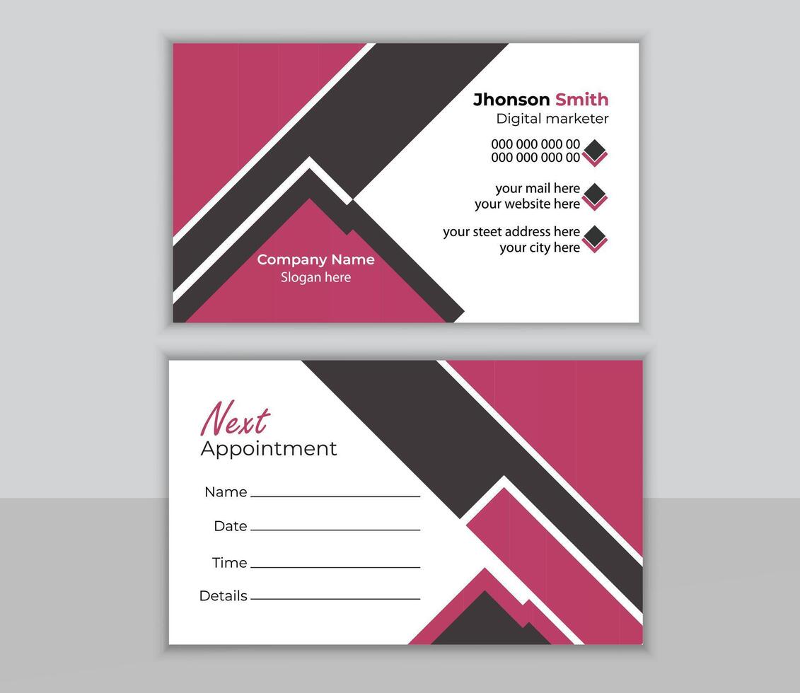 New creative Appointment card template double sided business card layout. vector