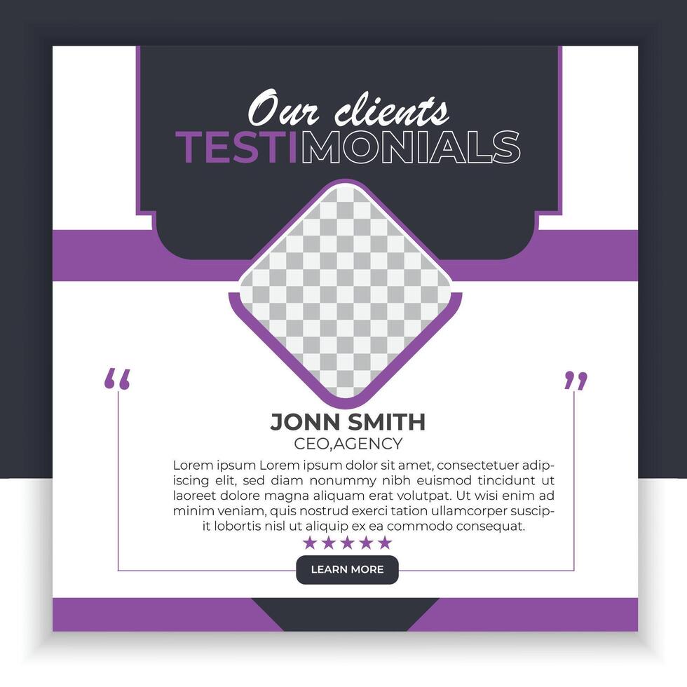 testimonial social media post banner design or Customer feedback testimonial. pro vector. vector