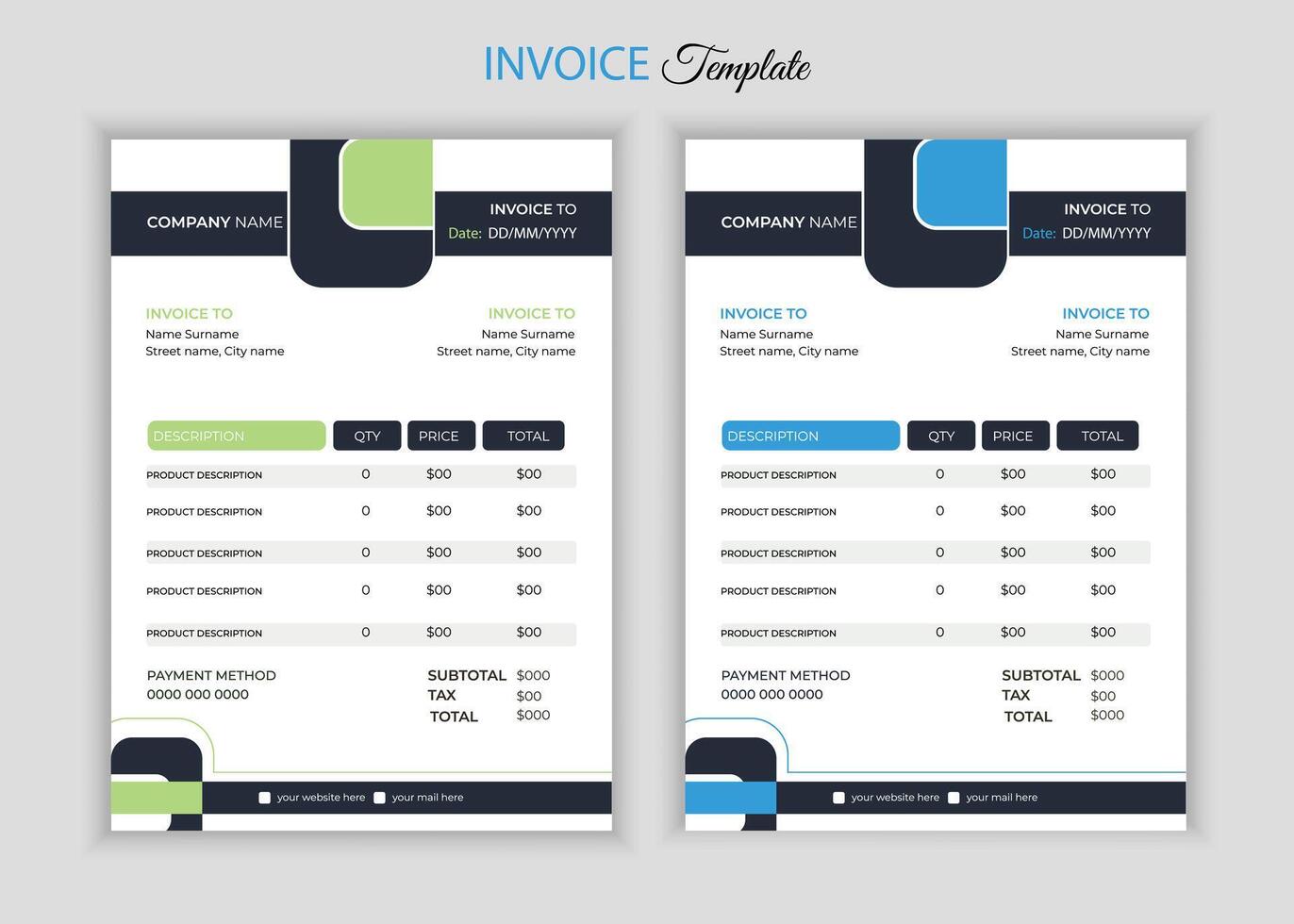 minimalist Creative geometric business invoice design. vector