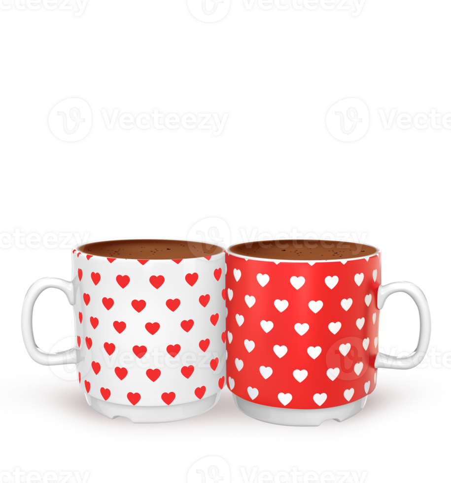 3D Rendering Red And White Coffee Mugs png