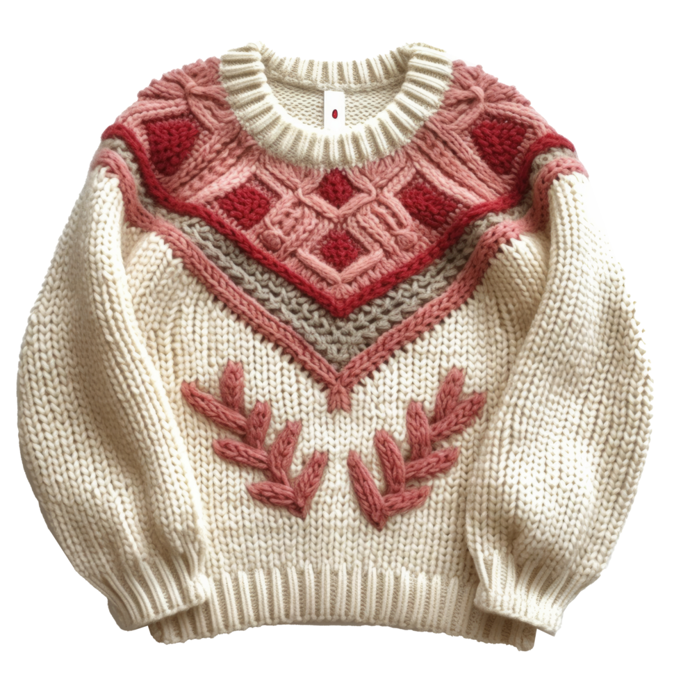 AI generated Cute knitted sweater in a heart isolated png