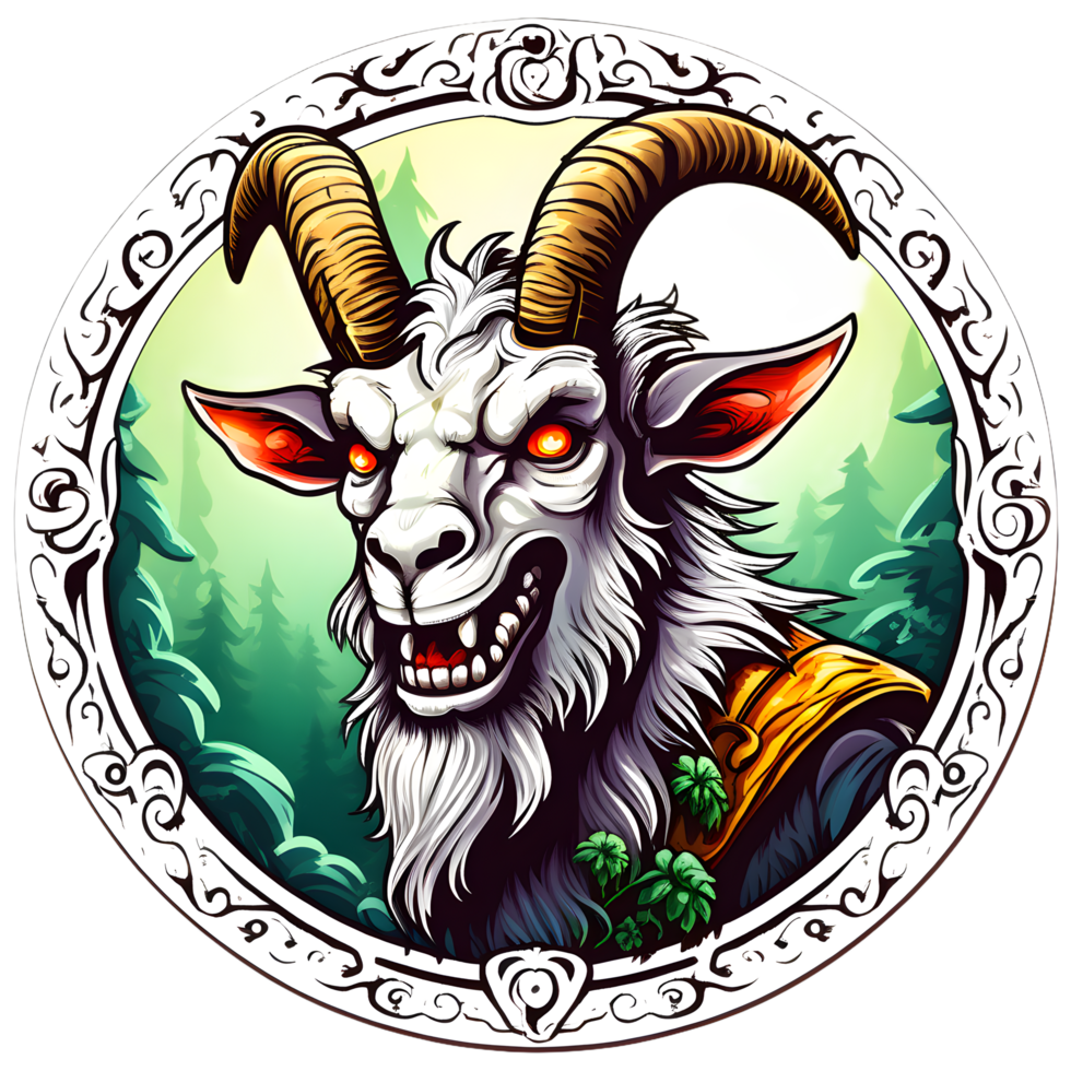 spooky horned goat png