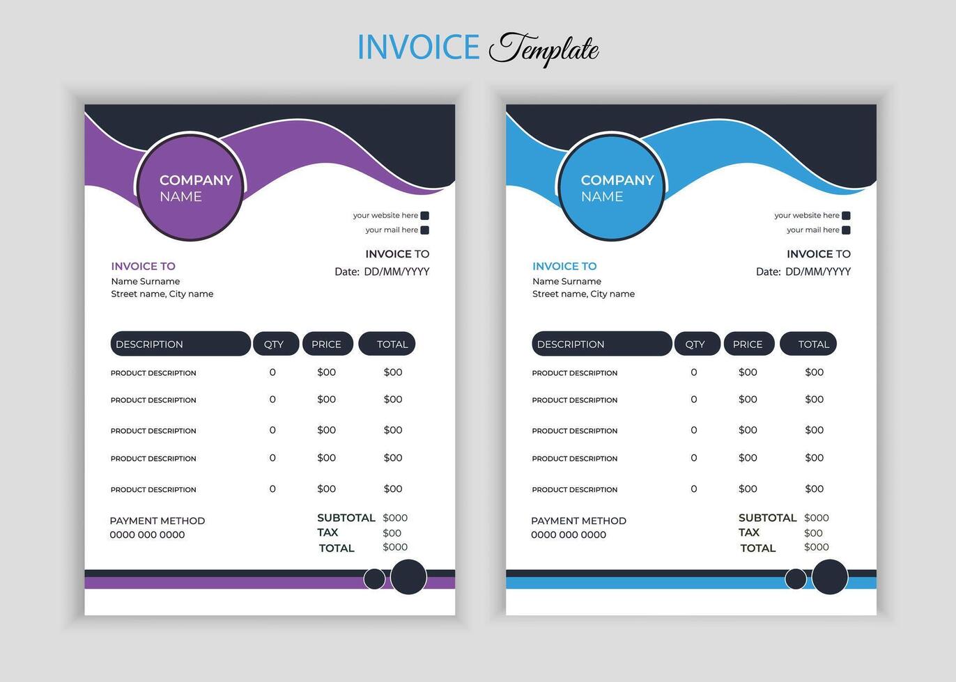 minimalist Creative  invoice template design. vector