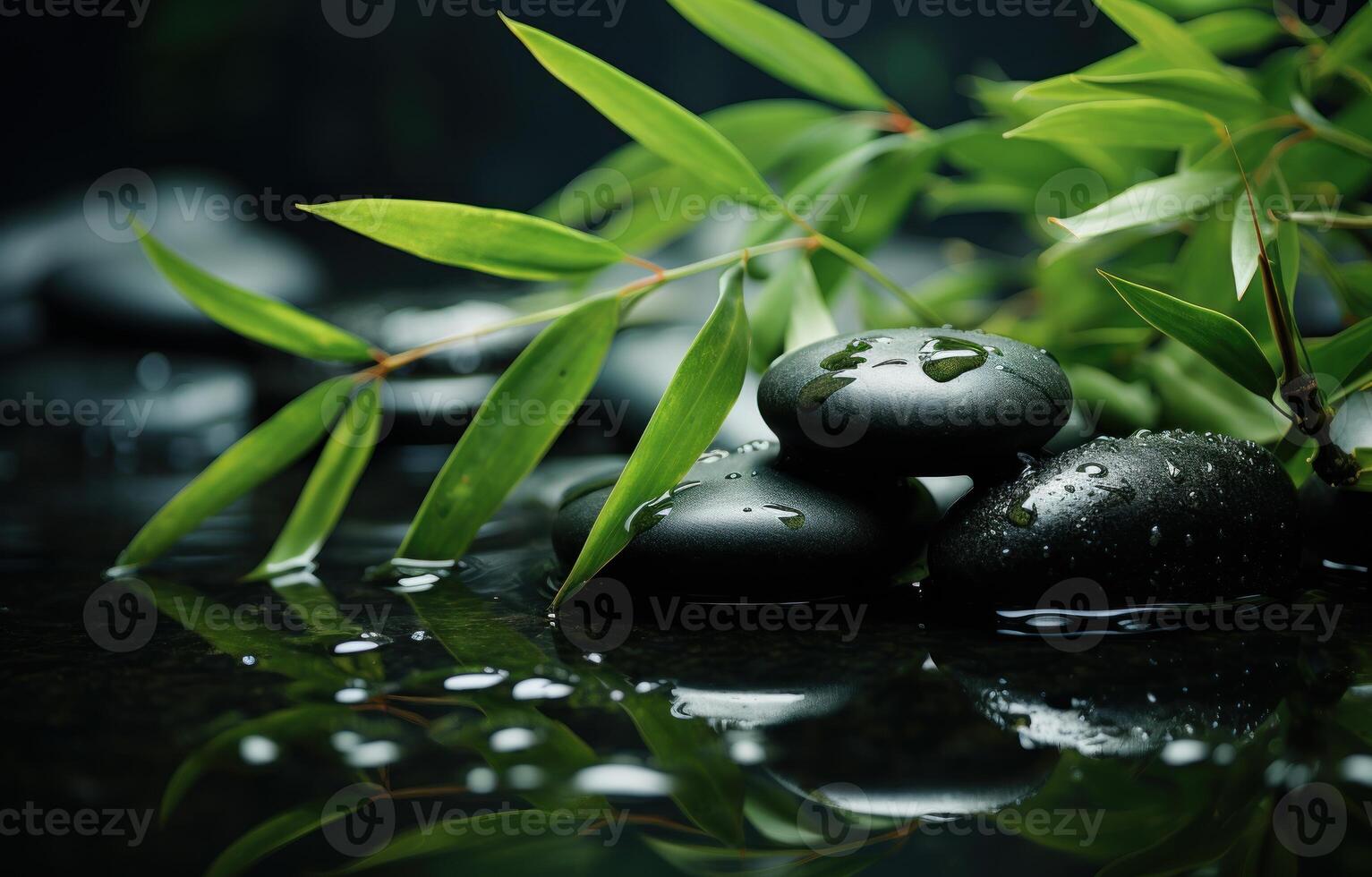 AI generated Invigorating hot stones surround a cascading waterfall, water flow picture photo