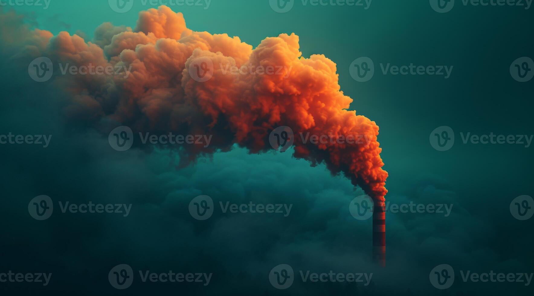 AI generated Massive smokestack releasing smoke into the sky, pollution and industrial impact image photo