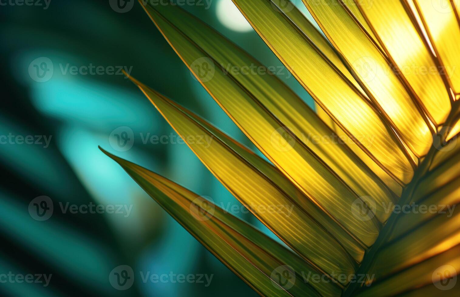 AI generated Vibrant palm leaf basking in sunlight, palm sunday greetings photo