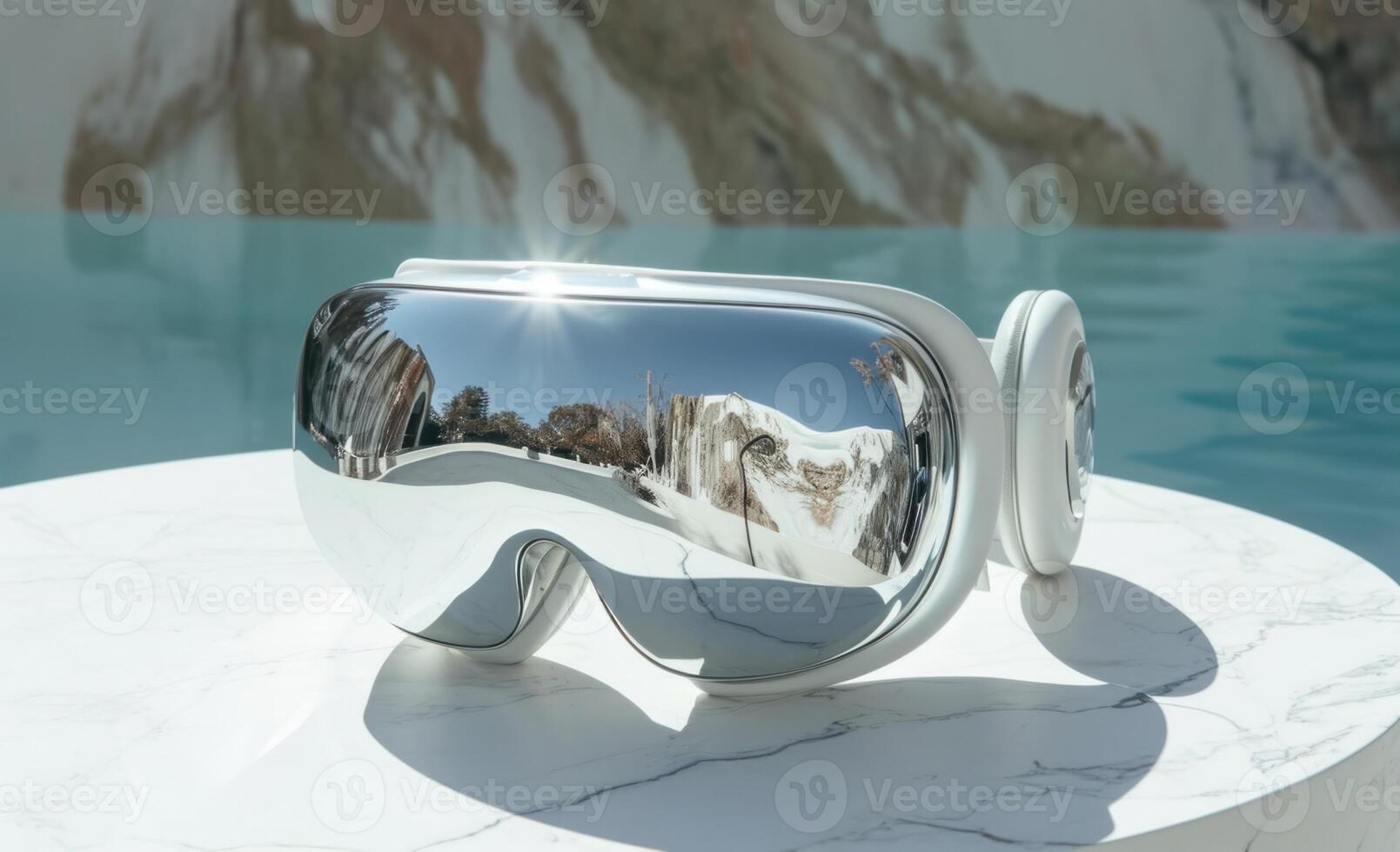 AI generated White VR sitting on table photo