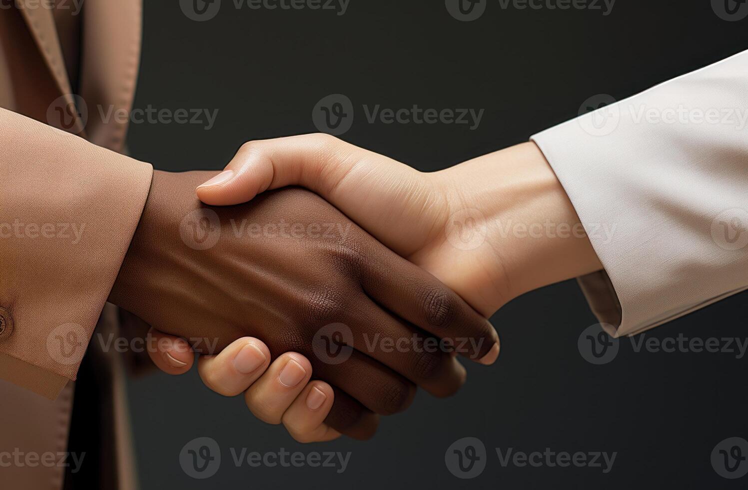 AI generated Man and woman shake hands sealing a positive interaction with a gesture of unity and cooperation, financial responsibility image photo