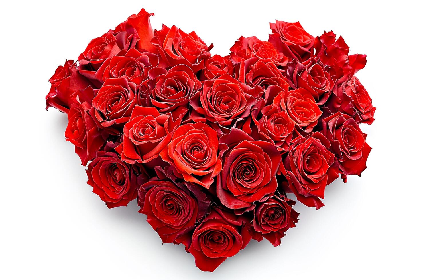 AI generated Stock photo red heart Made of Red Roses Isolated white background Ai Generated