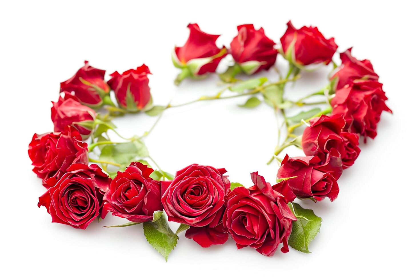 AI generated Stock photo red heart Made of Red Roses Isolated white background Ai Generated