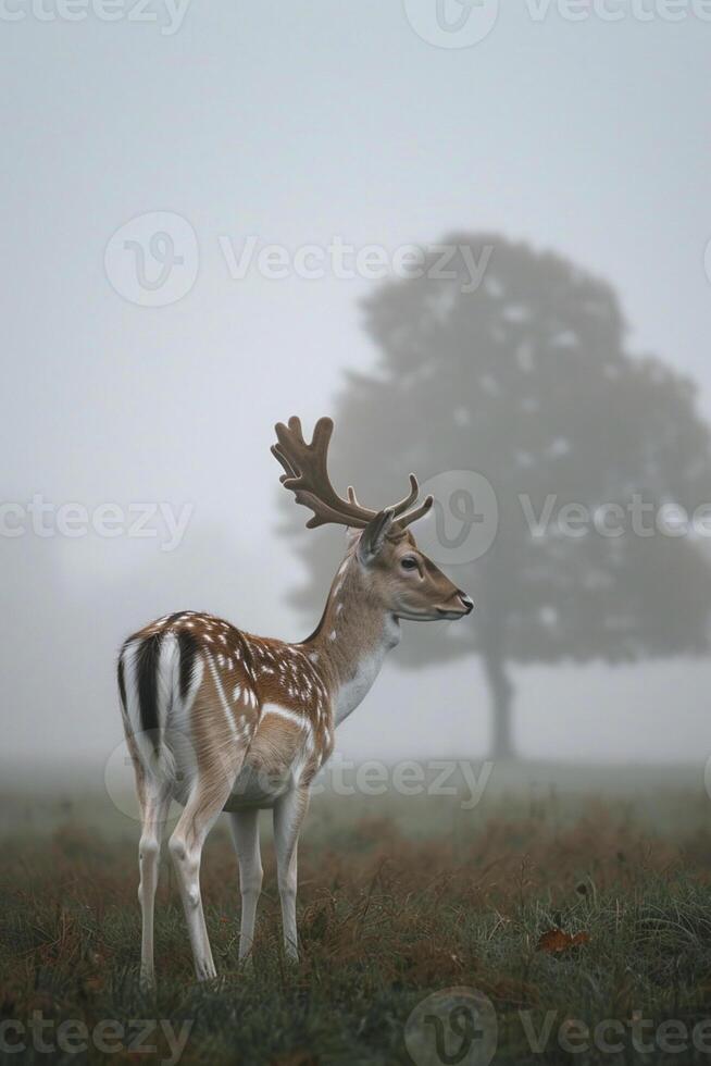 ai generado rojo ciervo en el naturaleza habitat durante el ciervo rodera fauna silvestre ai generado foto