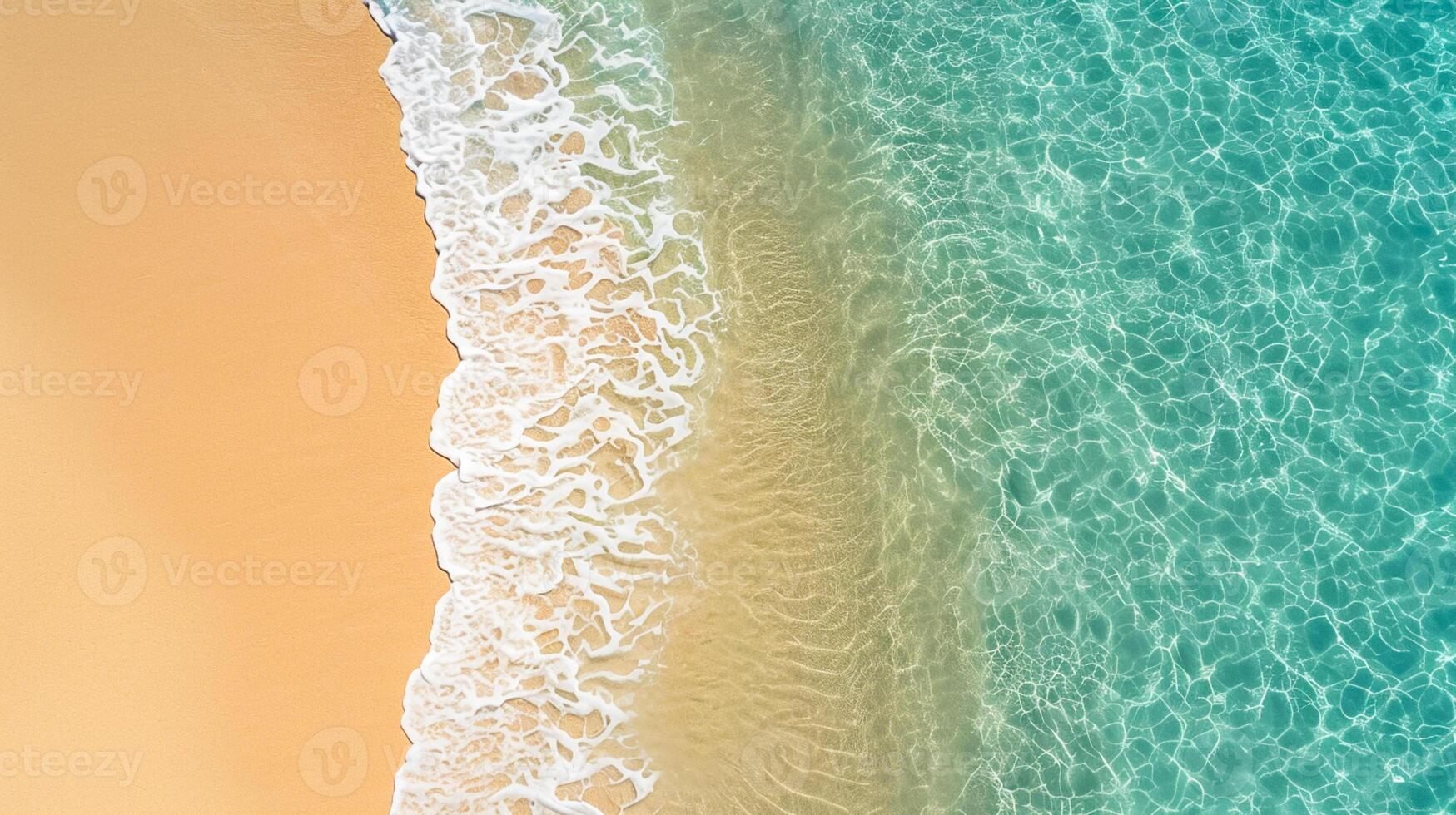 ai generado sereno imagen capturas playa y océano, exhibiendo el reunión punto de tierra y mar ai generado foto