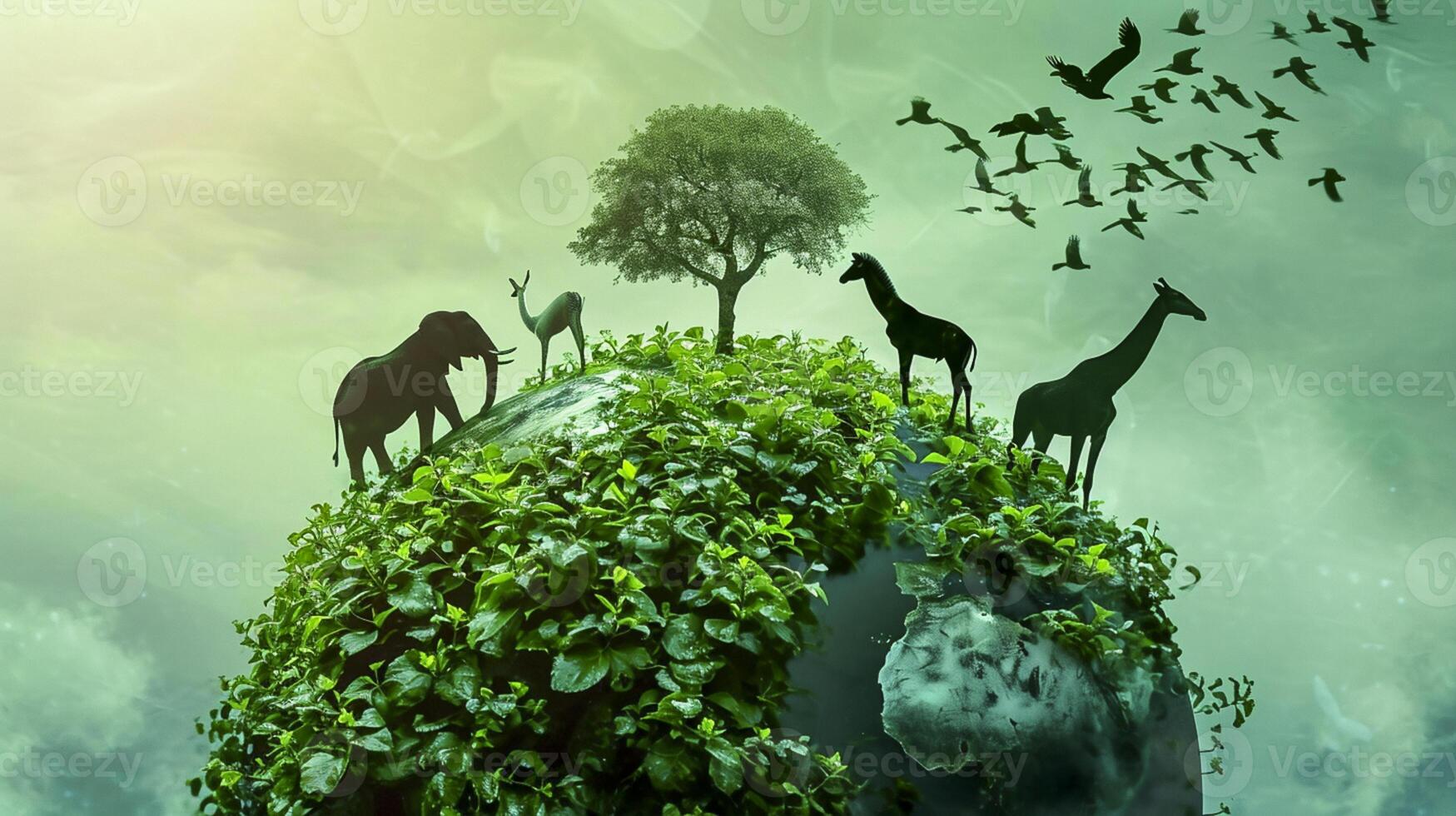 AI generated serene and harmonious scene of wildlife and nature Ai generated photo