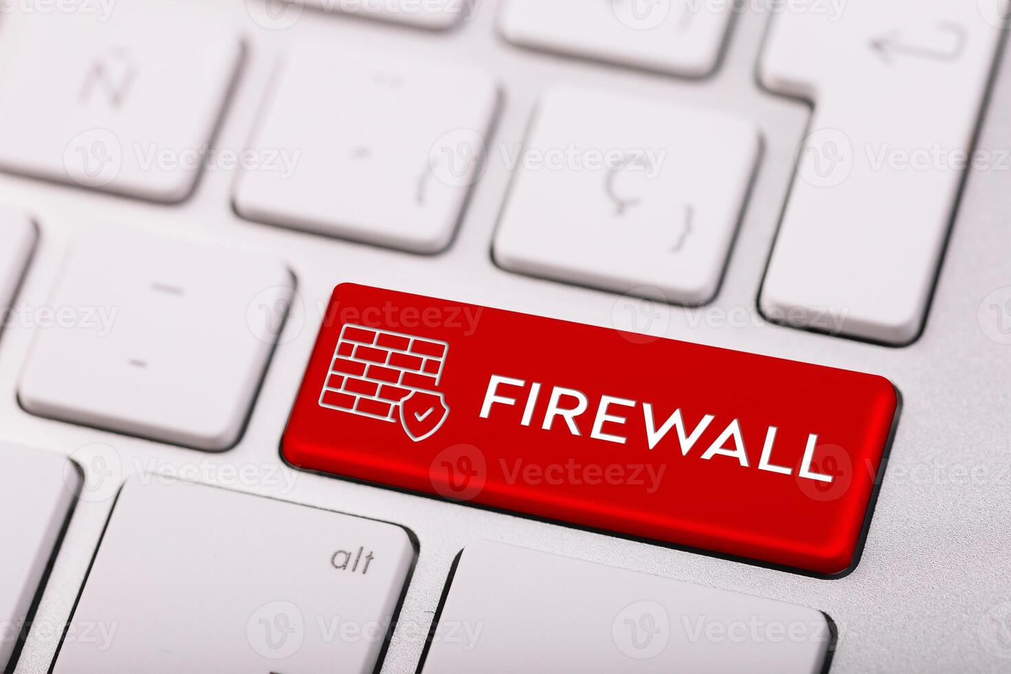 Firewall concept - computer keyboard with Firewall keypa photo