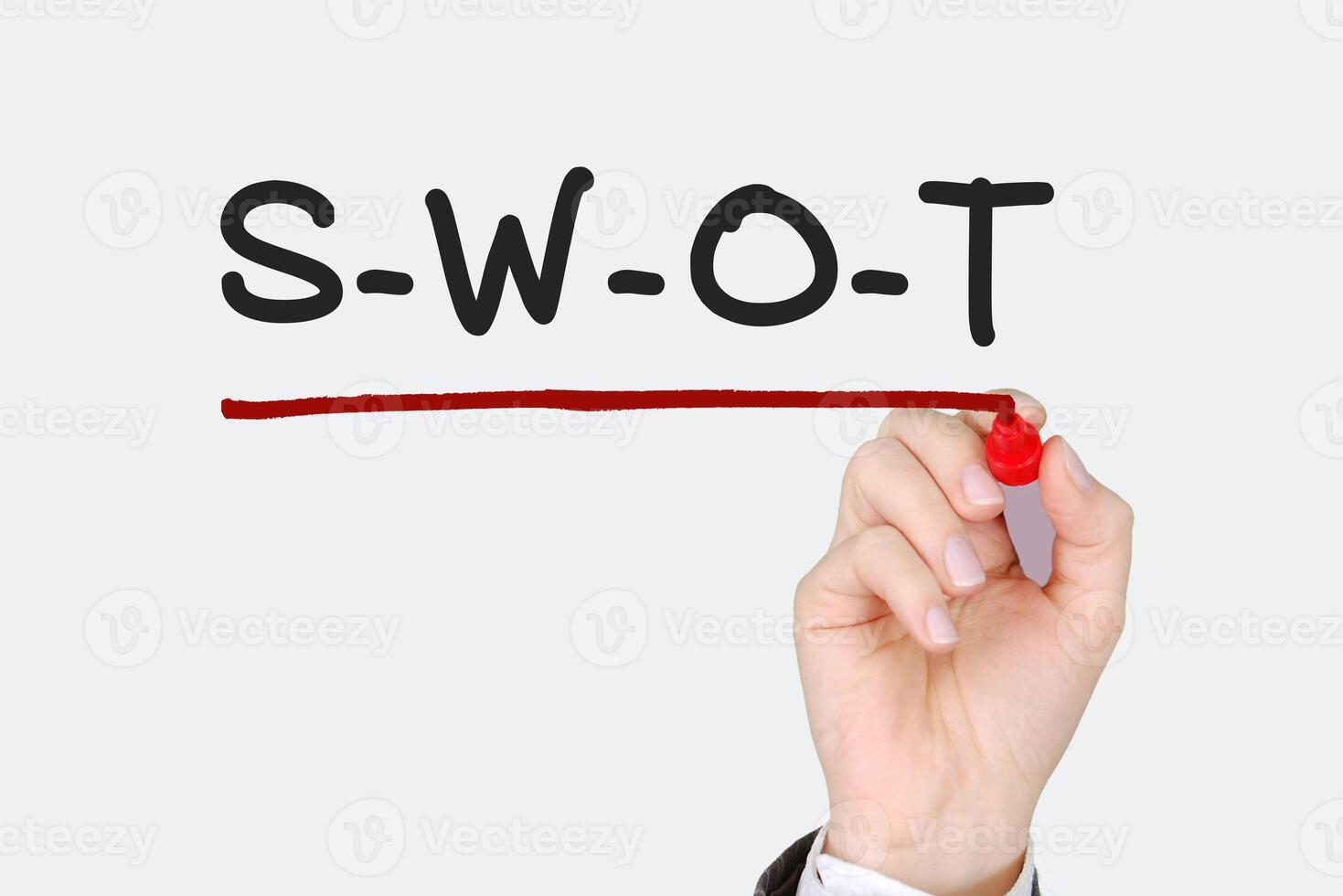 Hand writing Swot business concept background photo