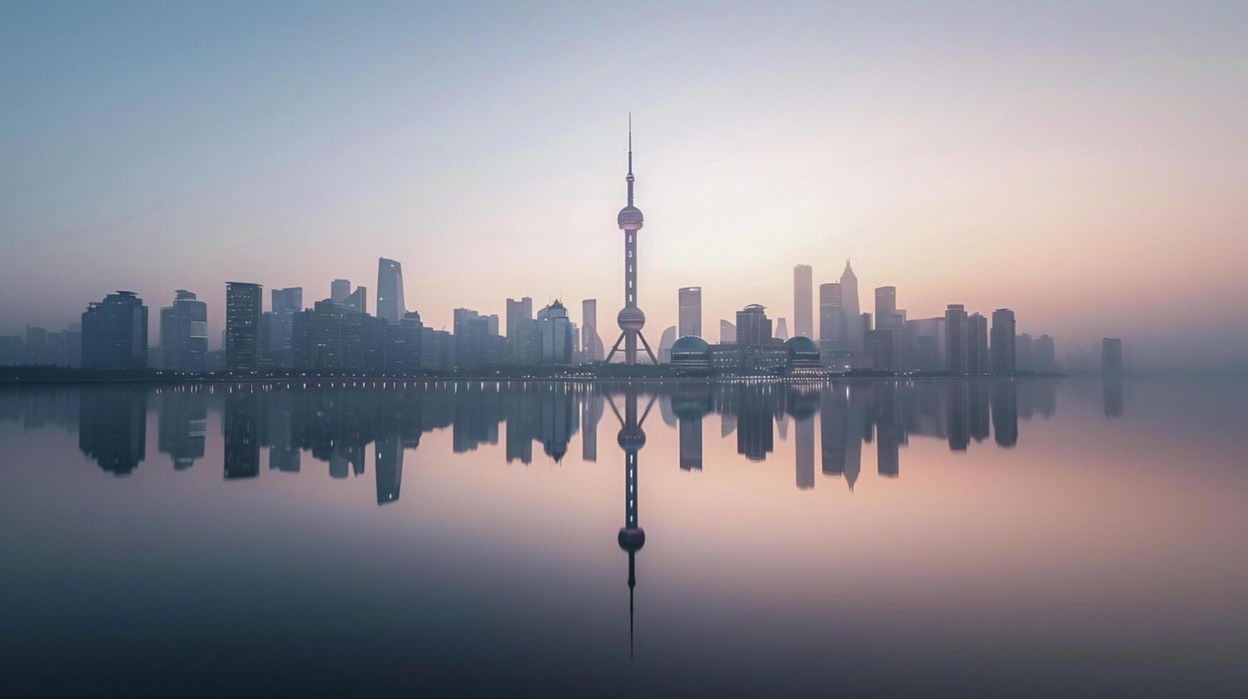 AI generated cityscape reflected in calm waters floating peacefully Ai generated photo