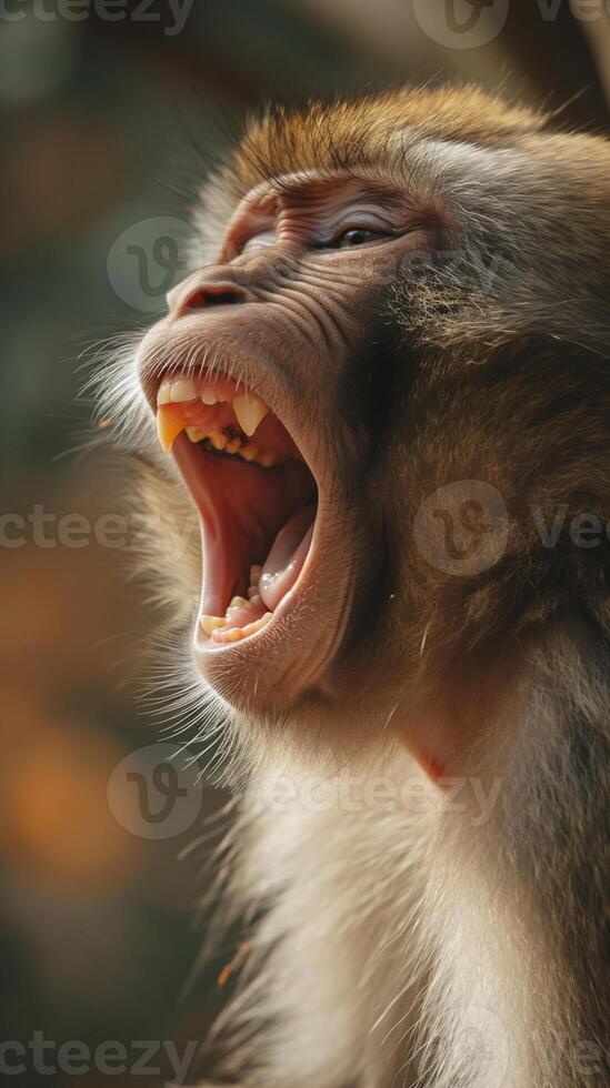 AI generated monkey with its mouth wide open Ai generated photo