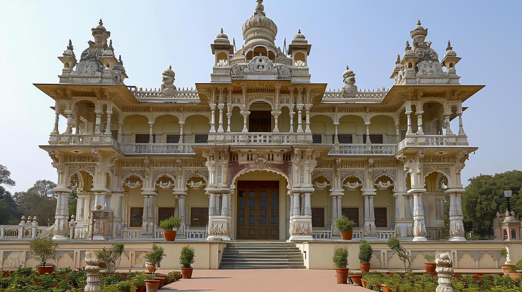 AI generated historical building intricate architectural is white and adorned with detailed carvings and statues Ai generated photo