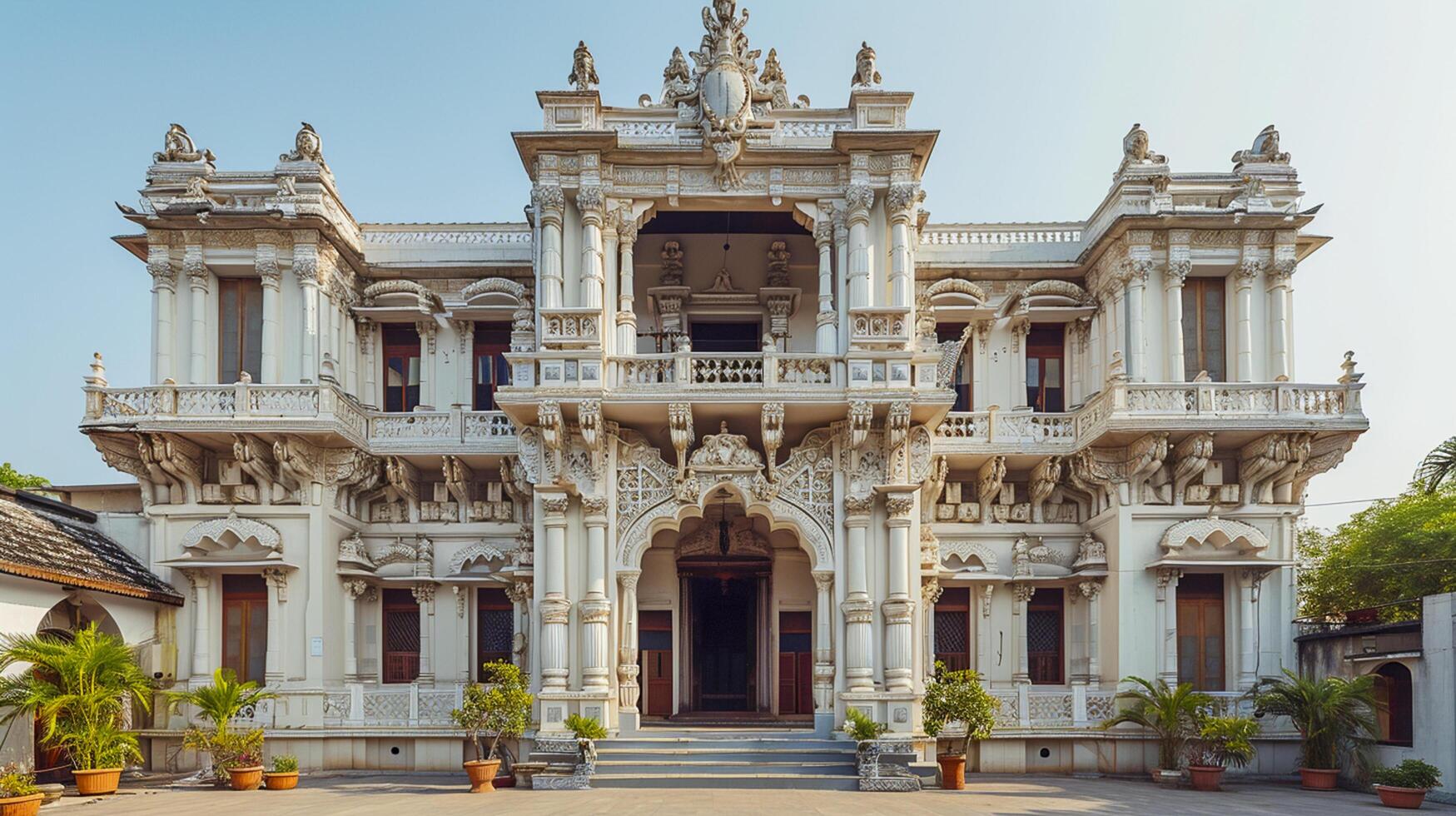 AI generated historical building intricate architectural is white and adorned with detailed carvings and statues Ai generated photo