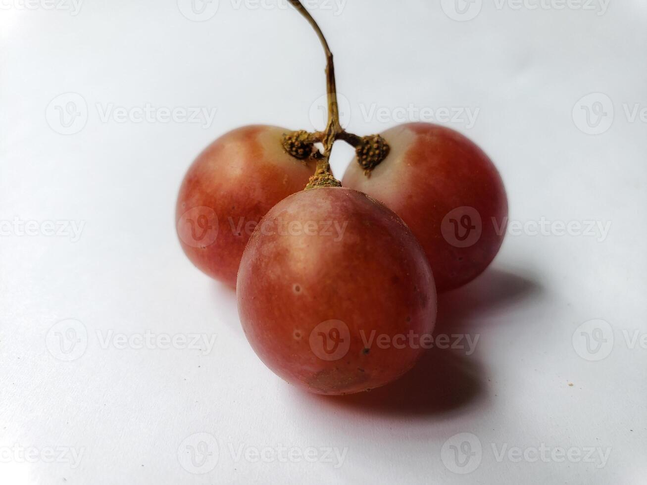 Bunch of ripe dark blue, purple grapes Isolated on top and side view. white background photo