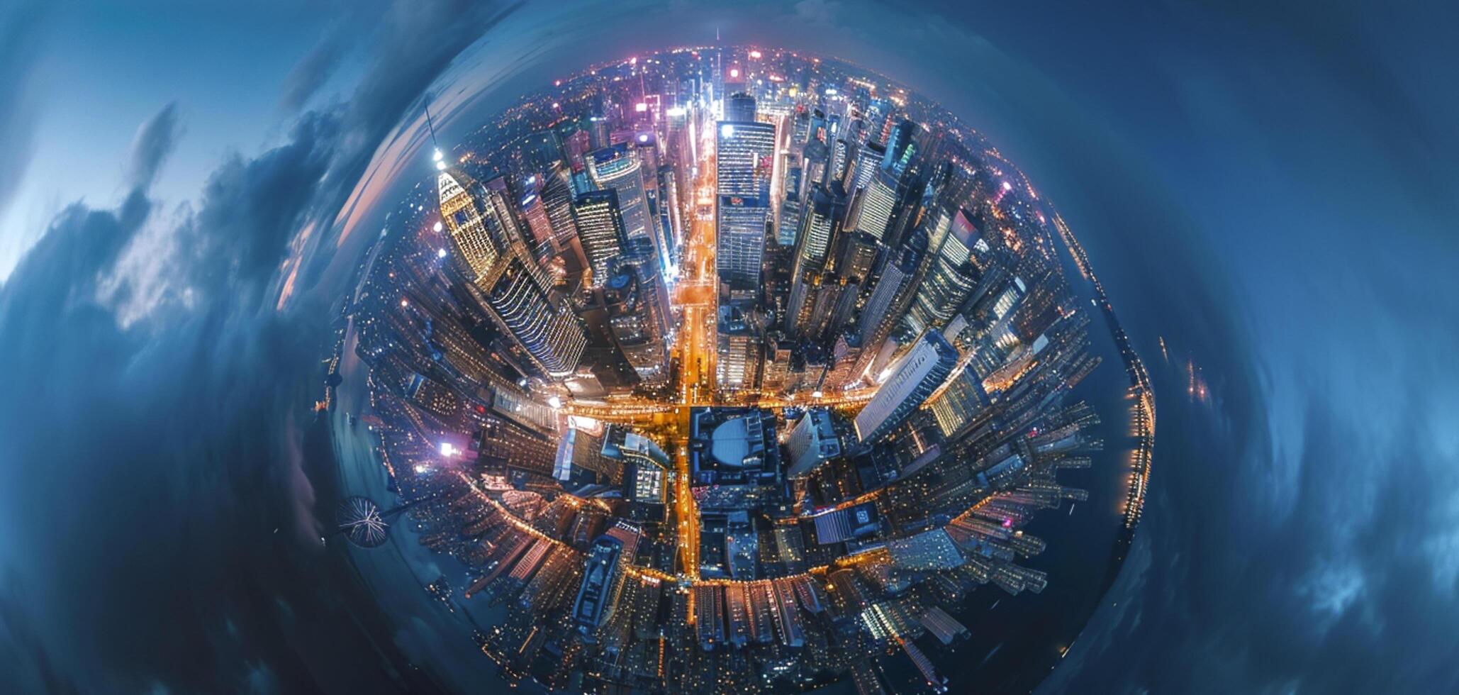 AI generated breathtaking aerial night view of a vibrant cityscape Ai generated photo