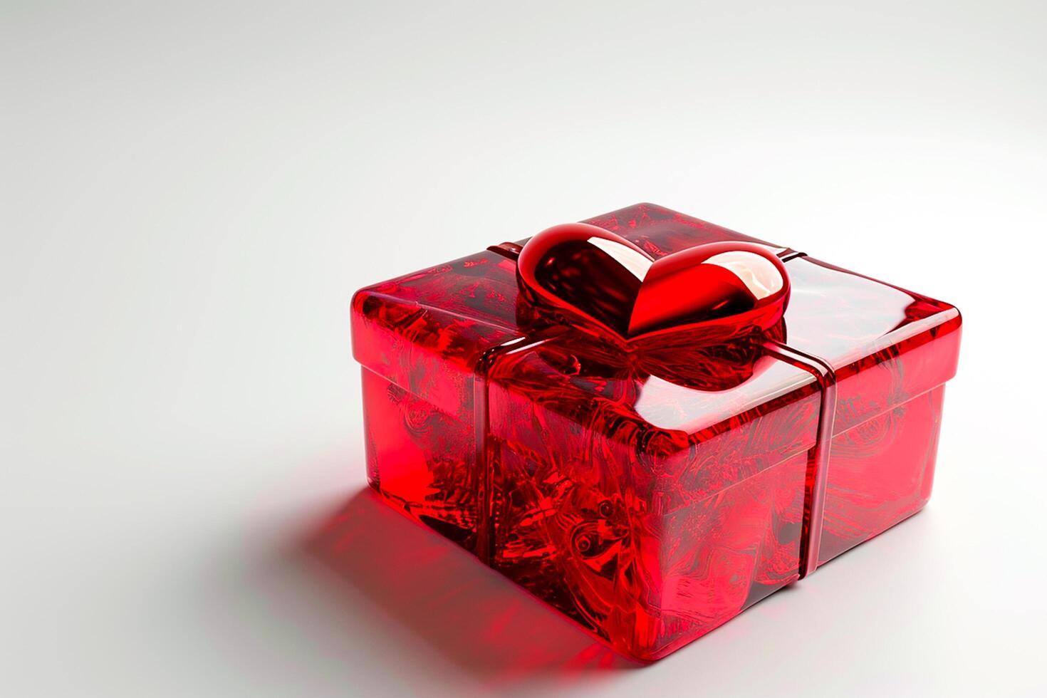 ai generado 3d regalo caja con rojo corazón en blanco antecedentes vacío espacio ai generado foto