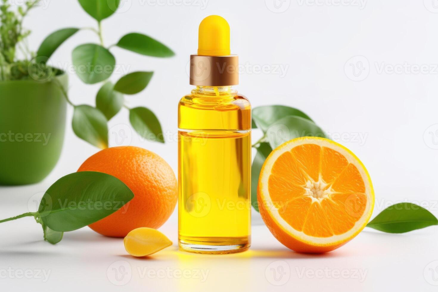 AI generated Organic Vitamin C Serum with Citrus Essential Oil for Cosmetics photo