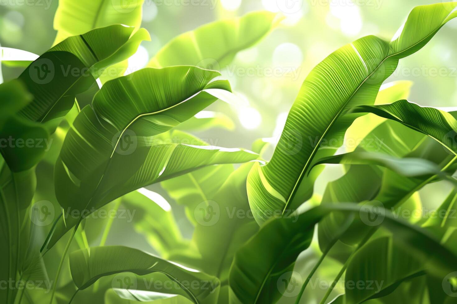 AI generated green ribbed plantain  plant  beautiful floral background  3d render photo