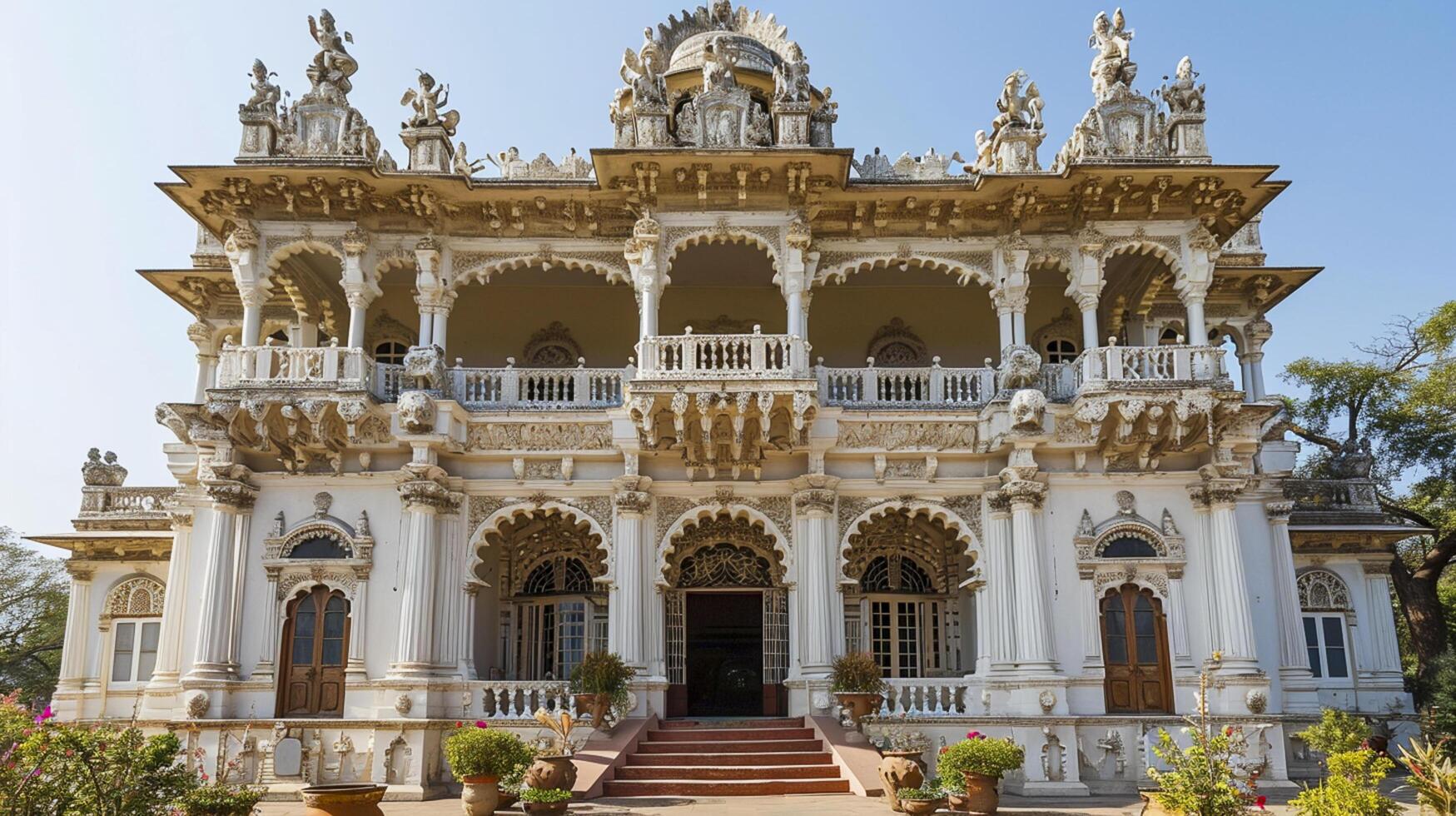 AI generated historical building intricate architectural is white and adorned with detailed carvings and statues Ai generated photo