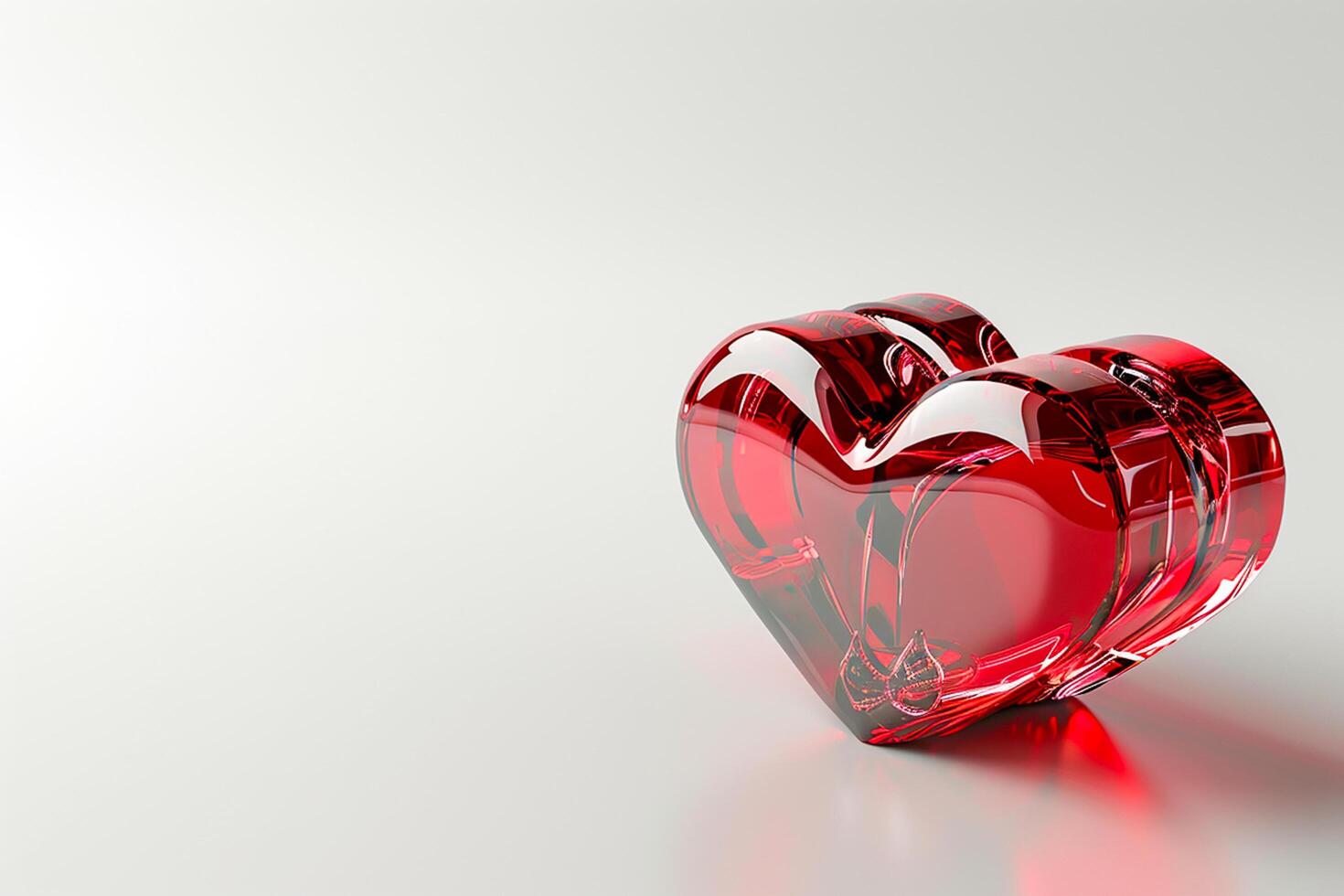 ai generado 3d parte superior ver de lujo regalo caja corazón con transparente efecto diamante, vacío espacio, ai generado foto