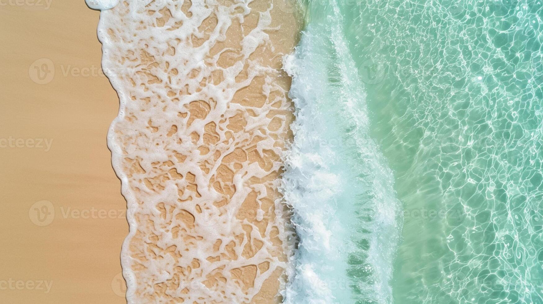 AI generated serene image captures beach and ocean, showcasing the meeting point of land and sea Ai Generated photo