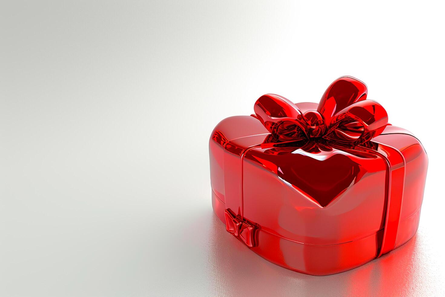 AI generated Gemstone Elegance Unveiled Top View of Luxury 3d gift box heart Ribbon Empty Space, Ai generated photo