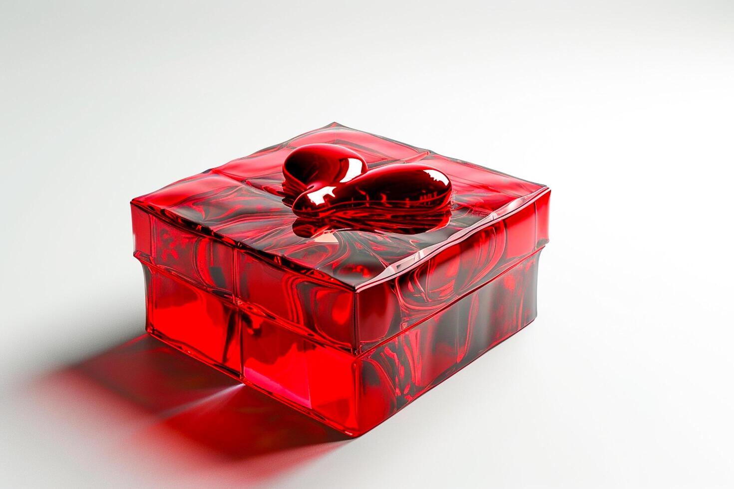 AI generated 3D Top View of Luxury Gift Box heart with transparent effect diamond, Empty Space, Ai generated photo