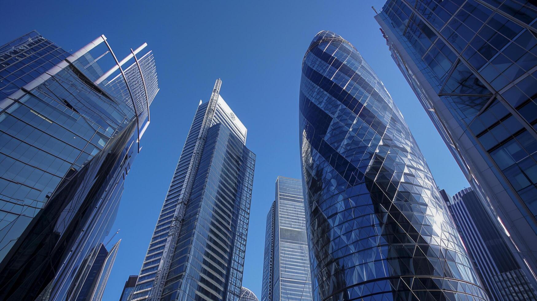 ai generado moderno paisaje urbano caracteristicas un alto rascacielos debajo un claro azul cielo ai generado foto