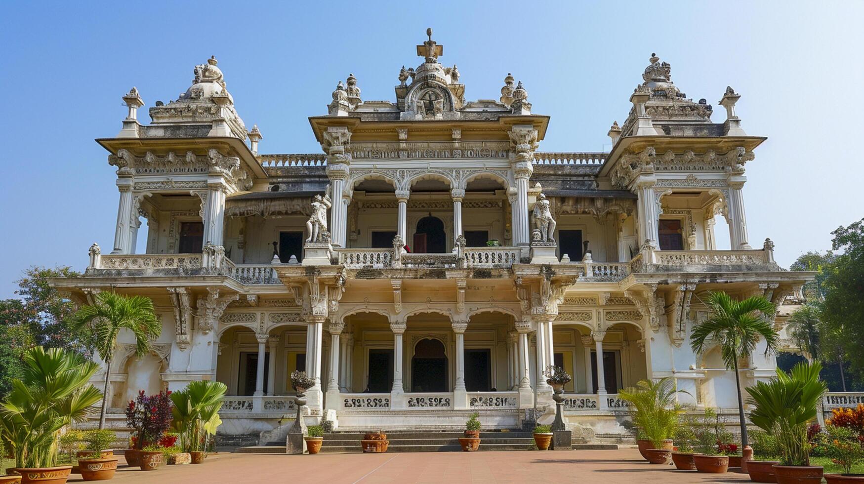 AI generated historical building intricate architectural is white and adorned with detailed carvings and statues Ai generated photo