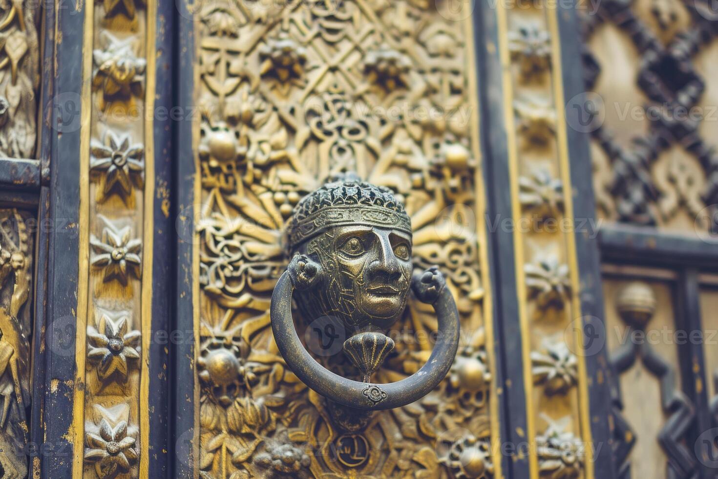 AI generated Islamic door knocker and ornaments at Seville Cathedral. photo