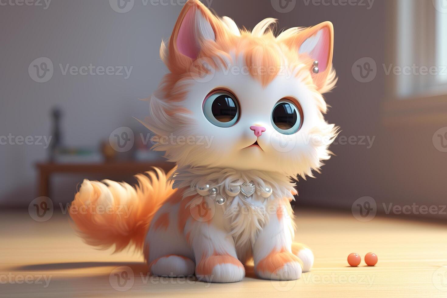 AI generated Cute 3D model of a small cat. photo