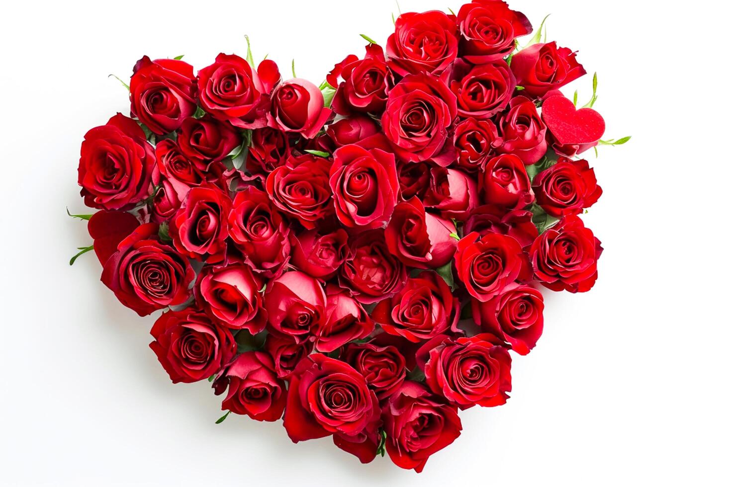 AI generated Stock photo red heart Made of Red Roses Isolated white background Ai Generated