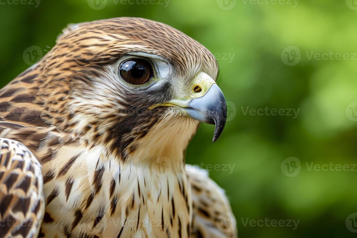 AI generated The falcon has brown feathers with white streaks creating an intricate pattern Ai generated photo