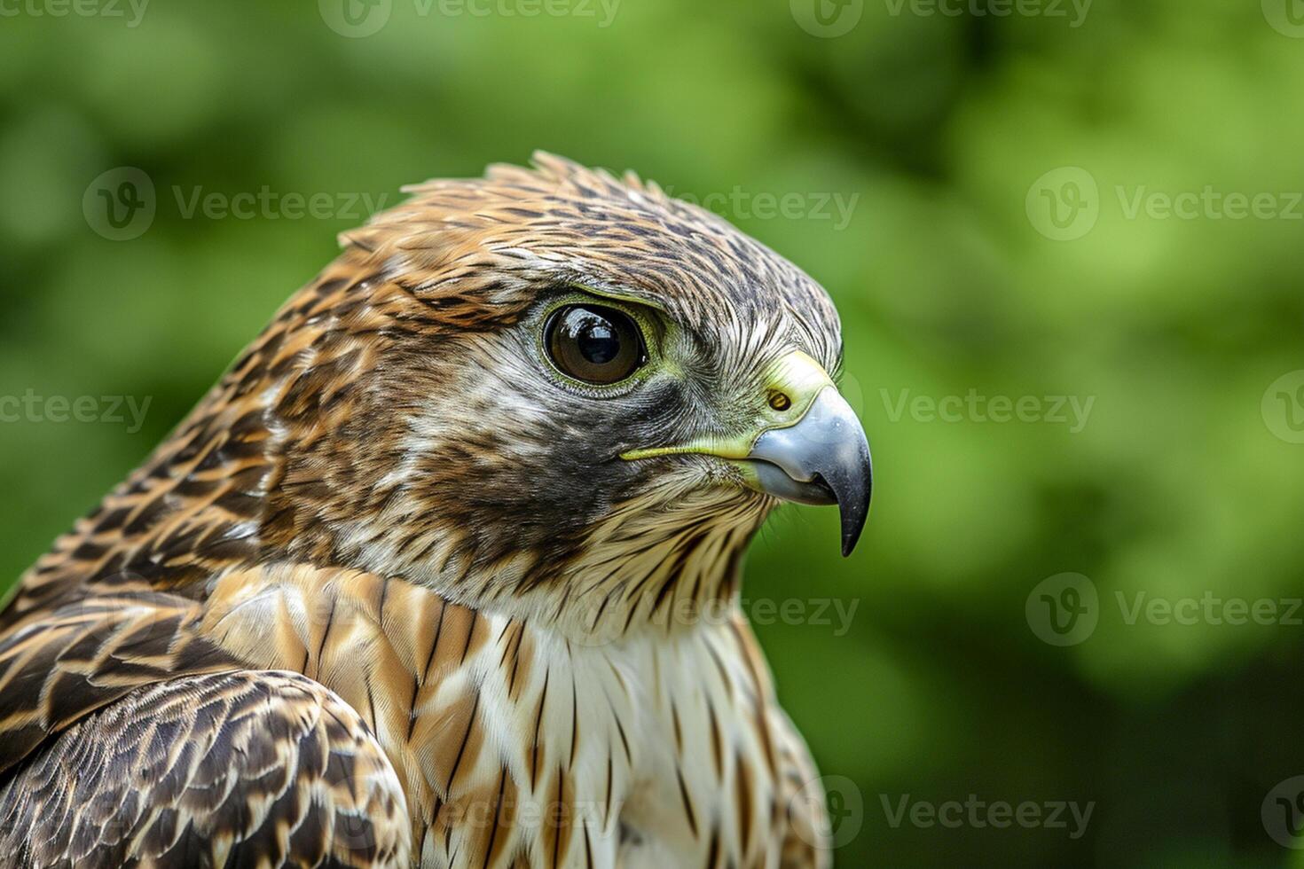 AI generated The falcon has brown feathers with white streaks creating an intricate pattern Ai generated photo