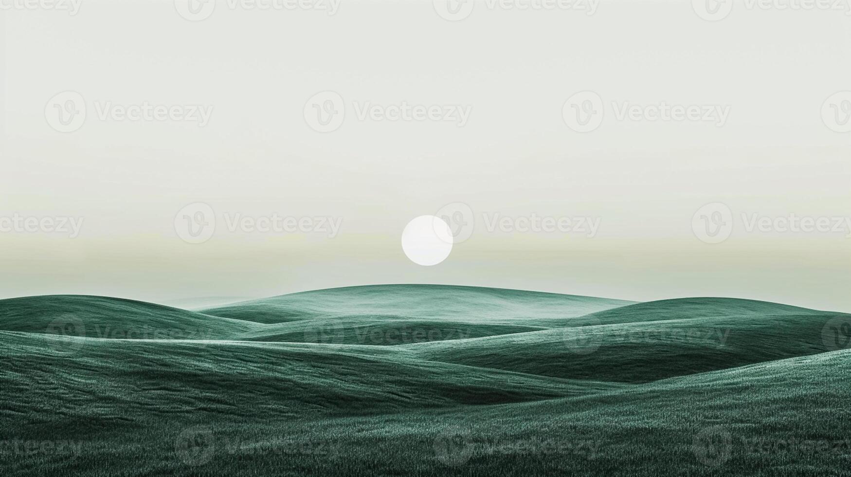 AI generated minimalism landscape with transparent circle, dark green color, neutral colors,beautiful Ai Generated photo