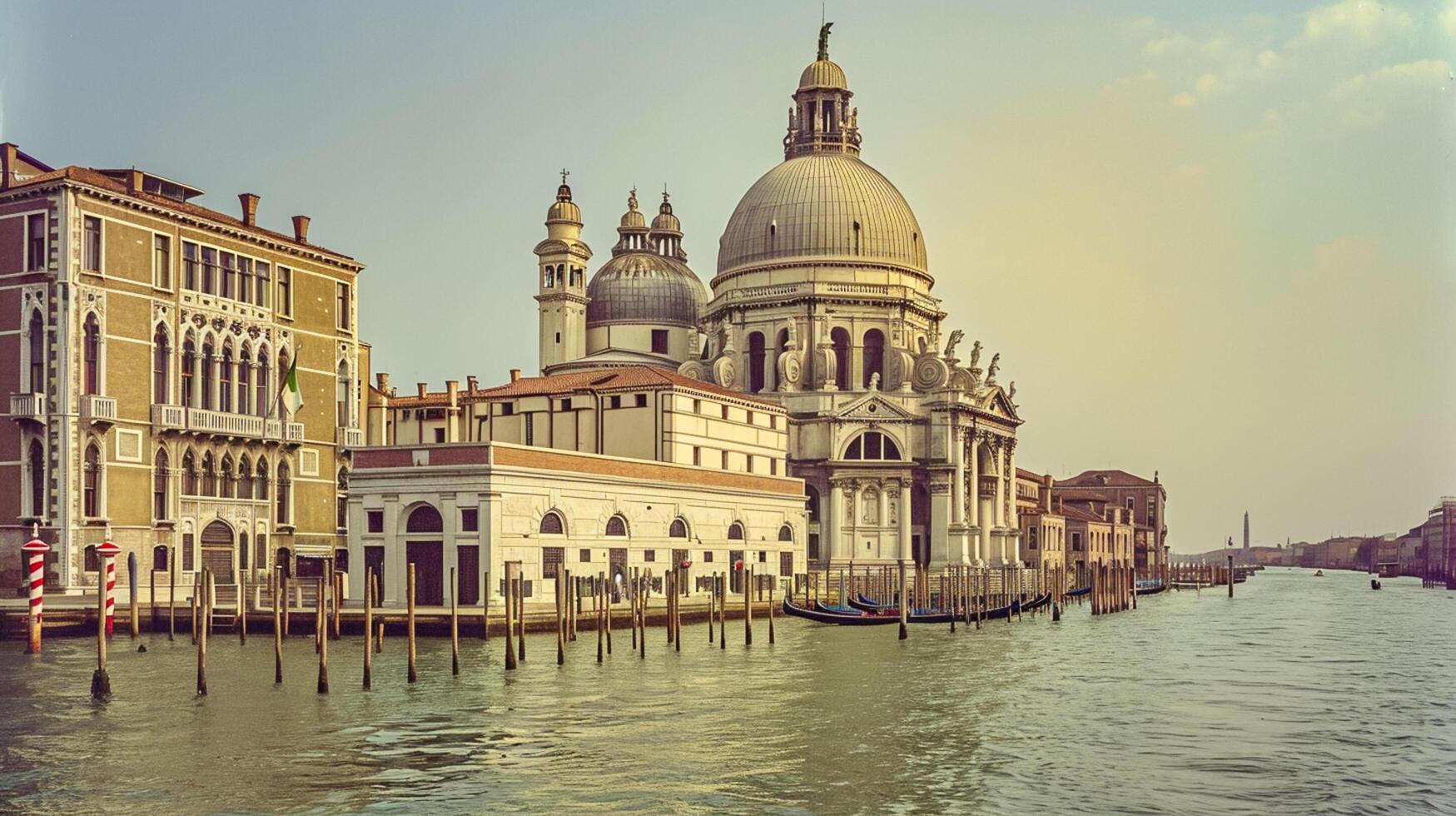 AI generated Photo of majestic, historical building with intricate architectural details, standing beside serene body of water under clear sky. The building has large dome at the top Ai Generated