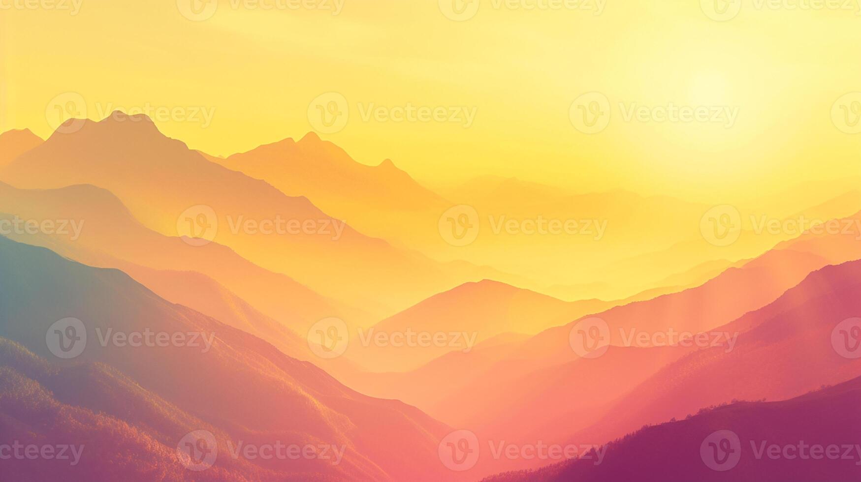 ai generado imagen de dorado amanecer esclarecedor el brumoso montañas. el suave gradientes y etéreo atmósfera lata inspirar asombroso digital Arte piezas. ai generado foto