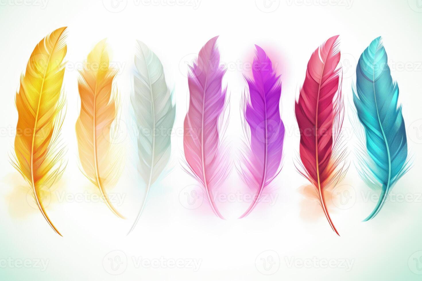 AI generated Chakra Feather Banner Vibrant Energy Centers on Feathery Background photo