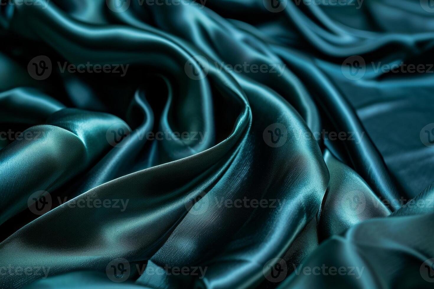 AI generated Luxurious dark green silk fabric for design. photo