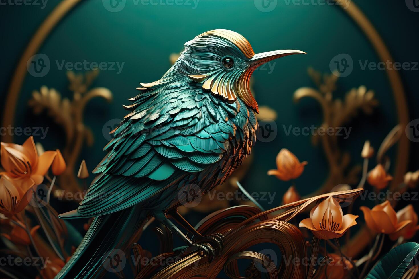 AI generated Stunning 3D bird wallpaper design photo