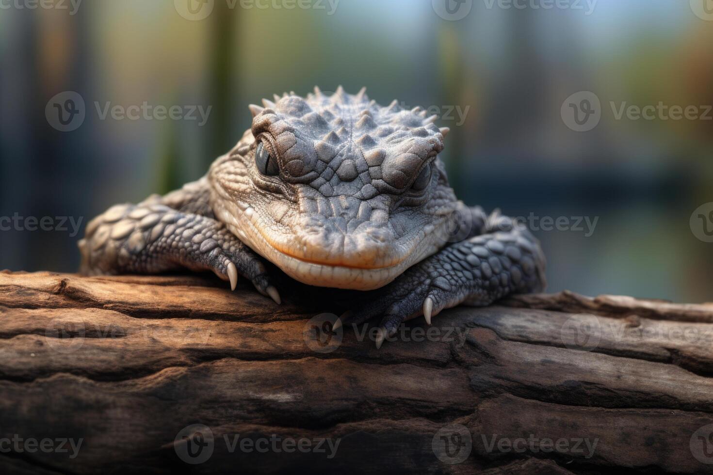 AI generated Baby alligator resting in Everglades National Park. photo