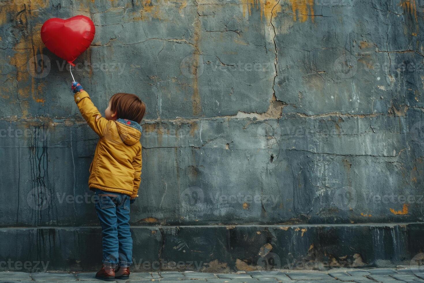 AI generated Valentines Day Anonymous Child with Love Balloon photo